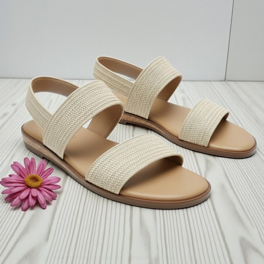 Easy Spirit Cream Woven Strap Slingback Sandals